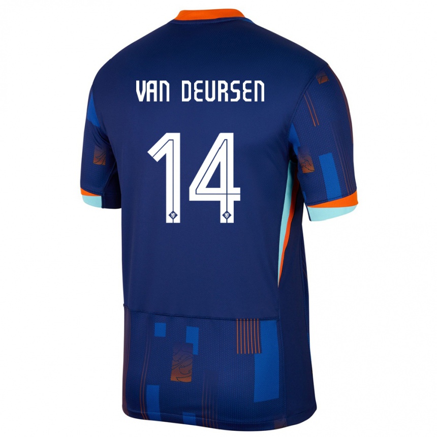 Niño Fútbol Camiseta Países Bajos Eva Van Deursen #14 Azul 2ª Equipación 24-26 Perú