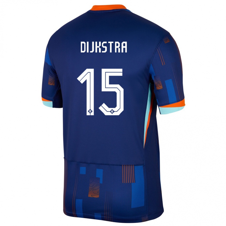 Niño Fútbol Camiseta Países Bajos Caitlin Dijkstra #15 Azul 2ª Equipación 24-26 Perú