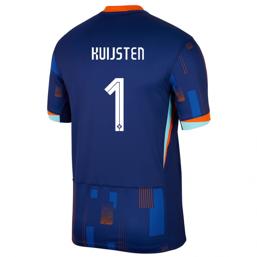 Niño Fútbol Camiseta Países Bajos Tristan Kuijsten #1 Azul 2ª Equipación 24-26 Perú