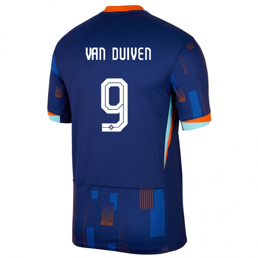 Niño Fútbol Camiseta Países Bajos Jason Van Duiven #9 Azul 2ª Equipación 24-26 Perú