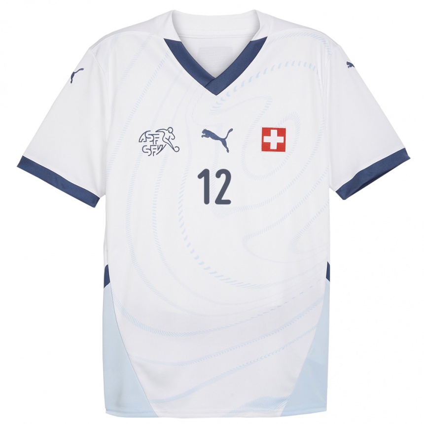 Niño Fútbol Camiseta Suiza Yvon Mvogo #12 Blanco 2ª Equipación 24-26 Perú