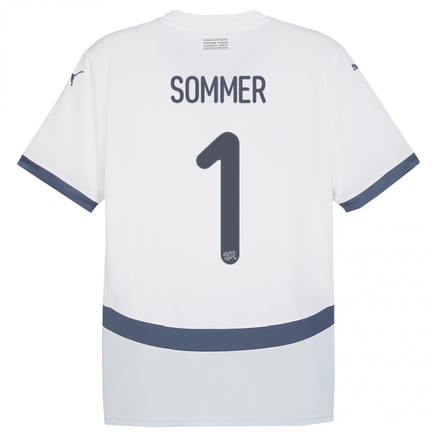 Niño Fútbol Camiseta Suiza Yann Sommer #1 Blanco 2ª Equipación 24-26 Perú