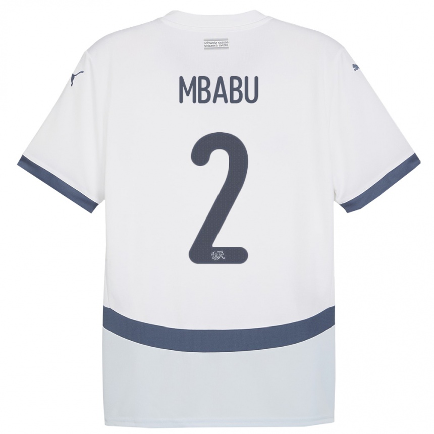 Niño Fútbol Camiseta Suiza Kevin Mbabu #2 Blanco 2ª Equipación 24-26 Perú