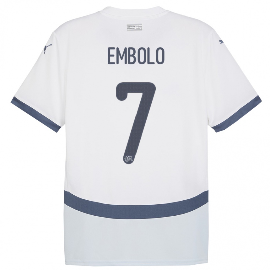 Niño Fútbol Camiseta Suiza Breel Embolo #7 Blanco 2ª Equipación 24-26 Perú