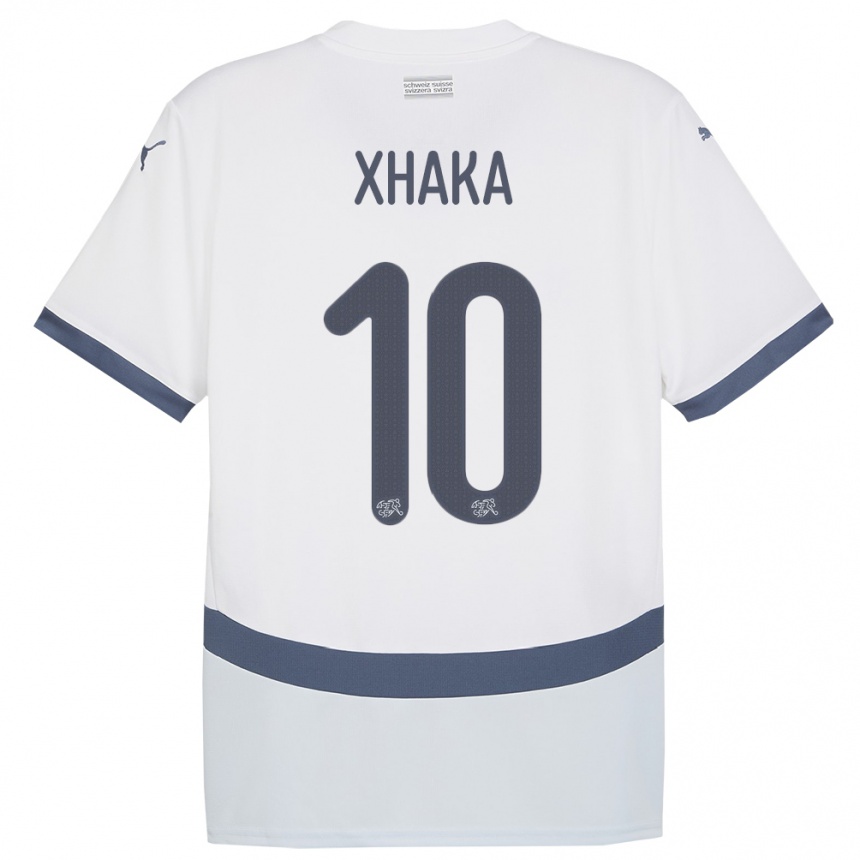 Niño Fútbol Camiseta Suiza Granit Xhaka #10 Blanco 2ª Equipación 24-26 Perú