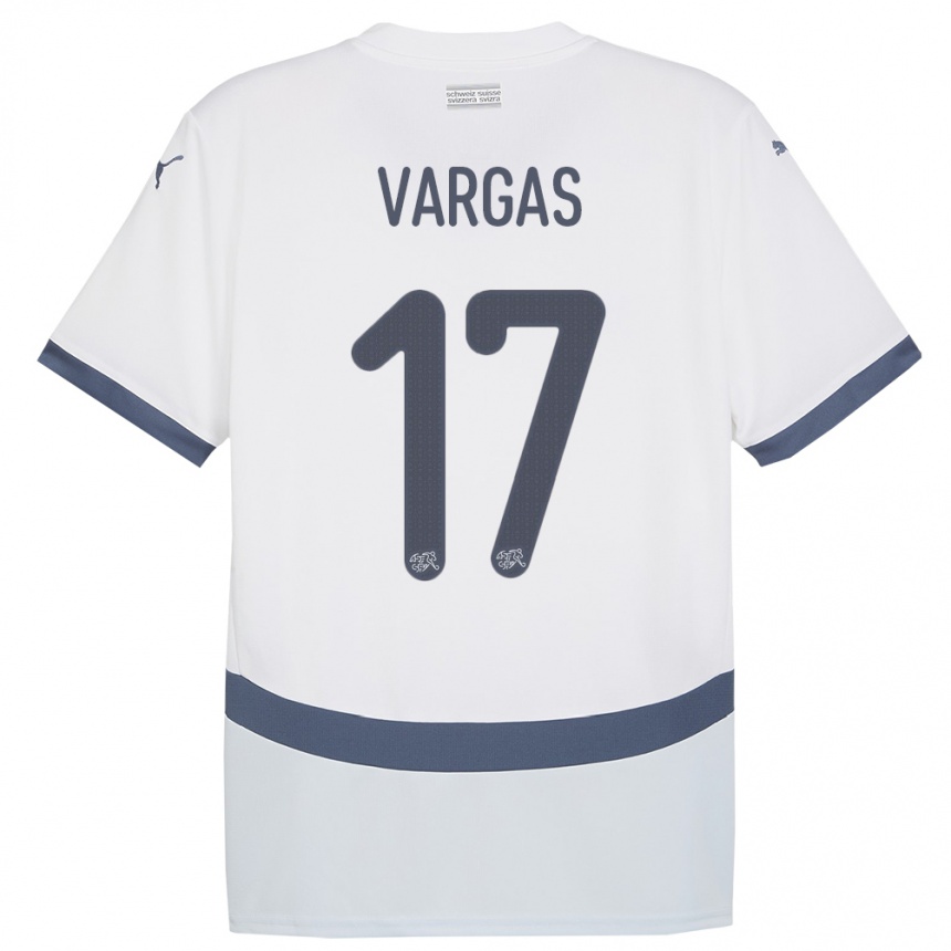 Niño Fútbol Camiseta Suiza Ruben Vargas #17 Blanco 2ª Equipación 24-26 Perú