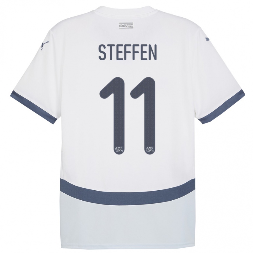 Niño Fútbol Camiseta Suiza Renato Steffen #11 Blanco 2ª Equipación 24-26 Perú