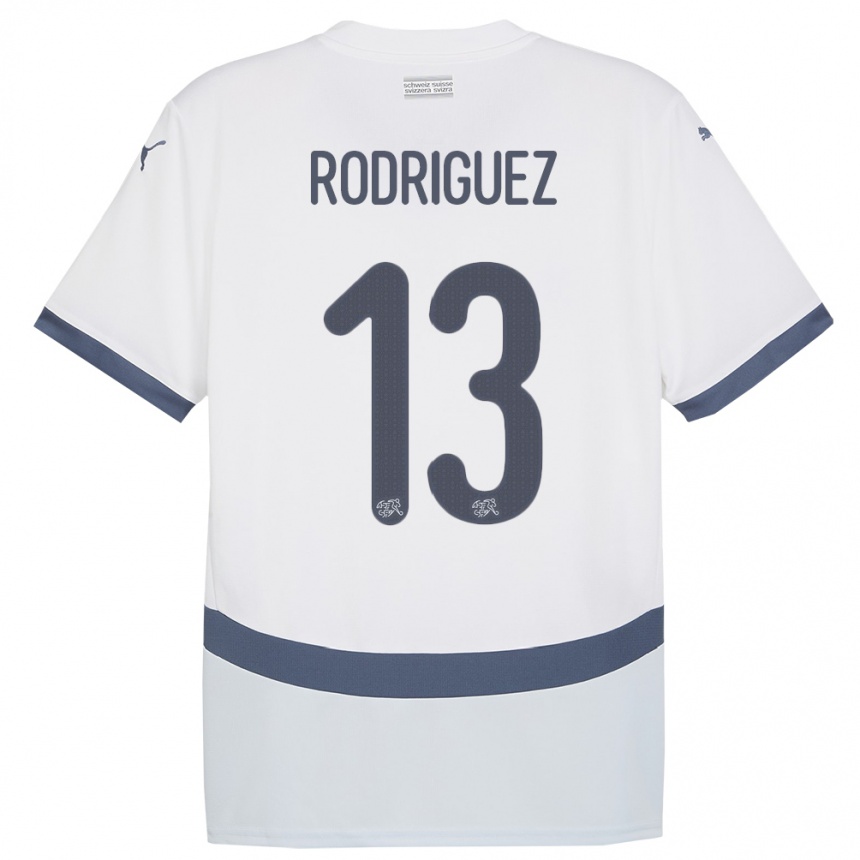 Niño Fútbol Camiseta Suiza Ricardo Rodriguez #13 Blanco 2ª Equipación 24-26 Perú