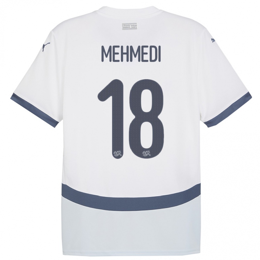 Niño Fútbol Camiseta Suiza Admir Mehmedi #18 Blanco 2ª Equipación 24-26 Perú