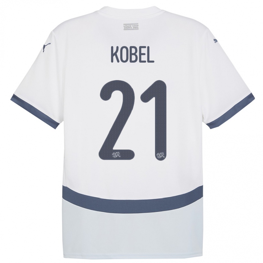 Niño Fútbol Camiseta Suiza Gregor Kobel #21 Blanco 2ª Equipación 24-26 Perú