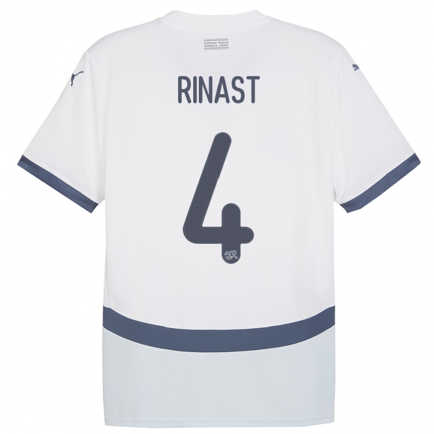 Niño Fútbol Camiseta Suiza Rachel Rinast #4 Blanco 2ª Equipación 24-26 Perú