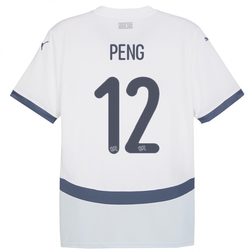 Niño Fútbol Camiseta Suiza Livia Peng #12 Blanco 2ª Equipación 24-26 Perú