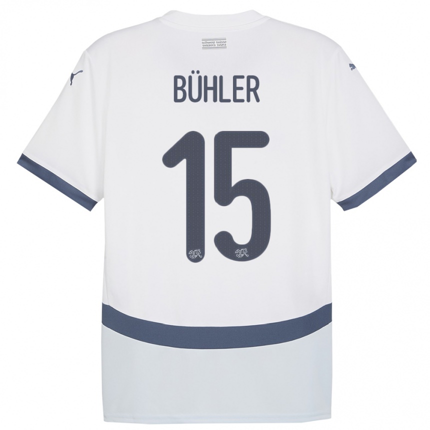 Niño Fútbol Camiseta Suiza Luana Buhler #15 Blanco 2ª Equipación 24-26 Perú