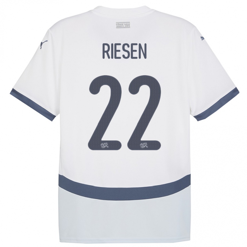 Niño Fútbol Camiseta Suiza Nadine Riesen #22 Blanco 2ª Equipación 24-26 Perú