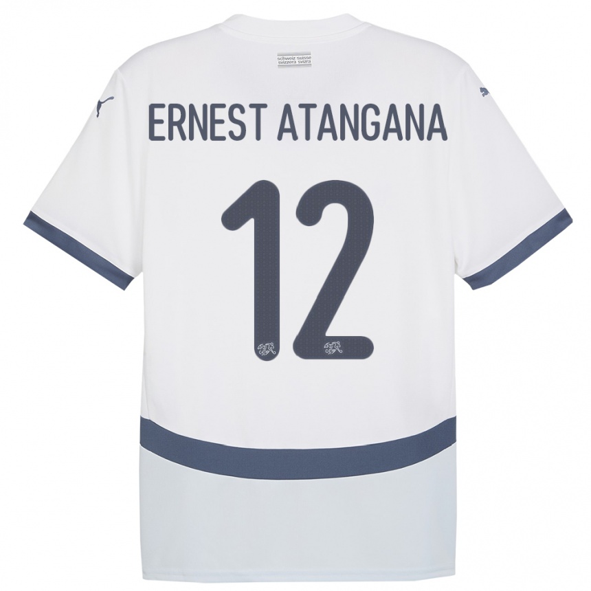 Niño Fútbol Camiseta Suiza Brian Ernest Atangana #12 Blanco 2ª Equipación 24-26 Perú