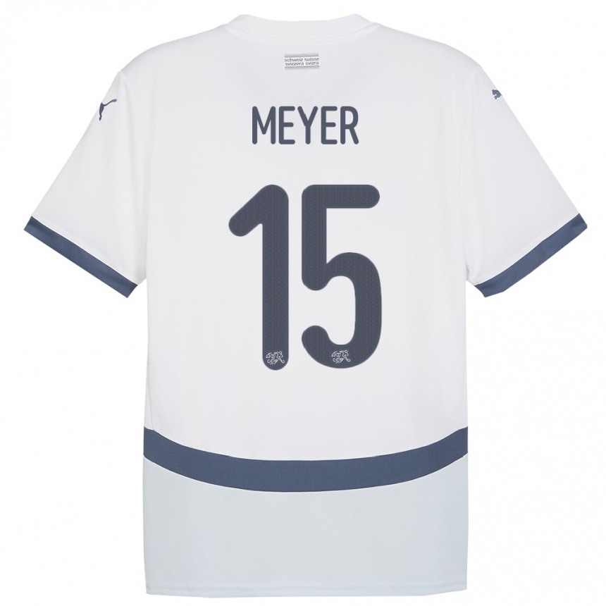 Niño Fútbol Camiseta Suiza Leny Meyer #15 Blanco 2ª Equipación 24-26 Perú