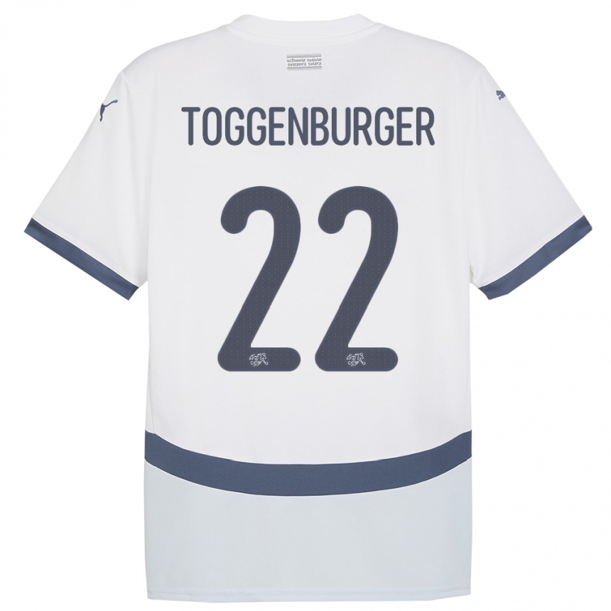 Niño Fútbol Camiseta Suiza Nando Toggenburger #22 Blanco 2ª Equipación 24-26 Perú