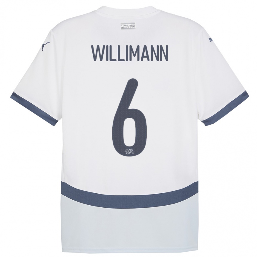 Niño Fútbol Camiseta Suiza Mauricio Willimann #6 Blanco 2ª Equipación 24-26 Perú