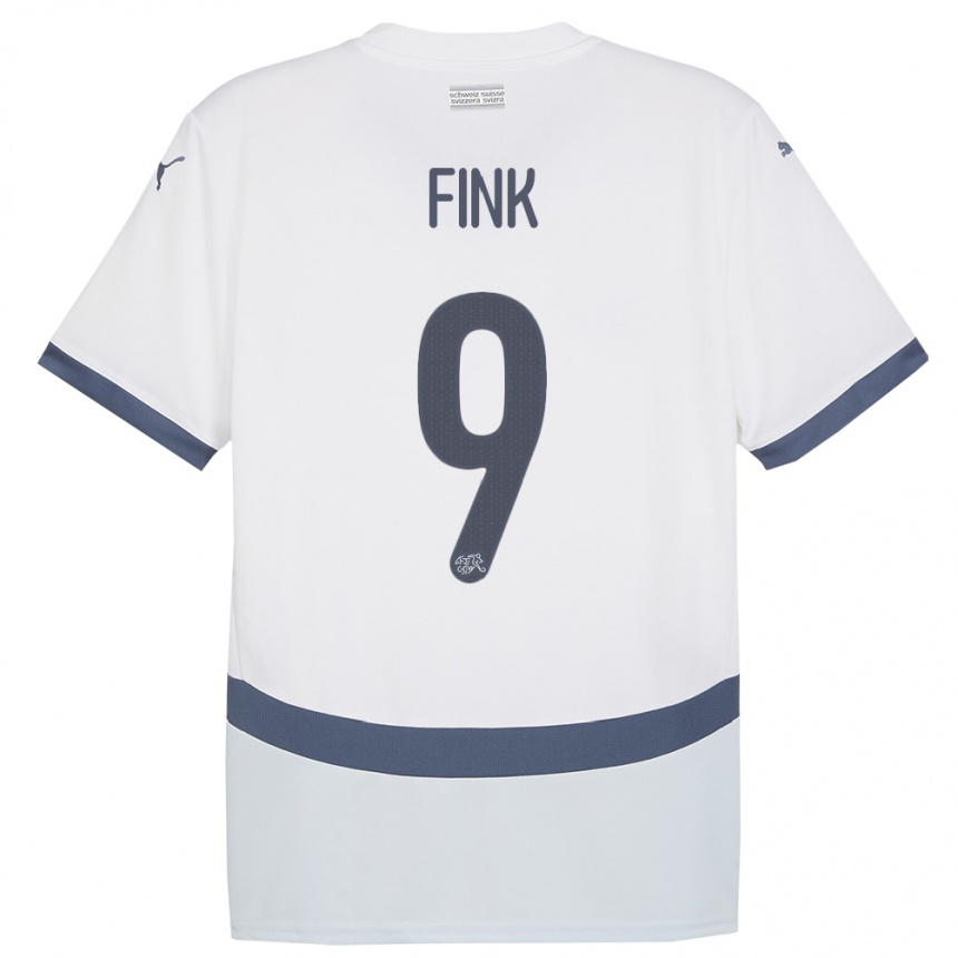 Niño Fútbol Camiseta Suiza Bradley Fink #9 Blanco 2ª Equipación 24-26 Perú