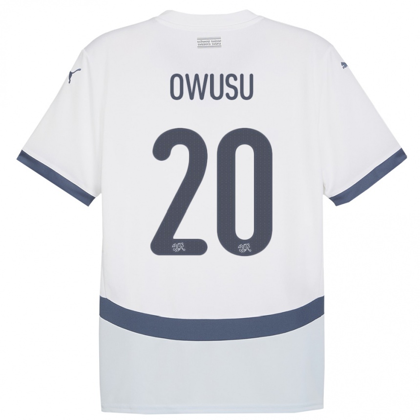 Niño Fútbol Camiseta Suiza Tyron Owusu #20 Blanco 2ª Equipación 24-26 Perú