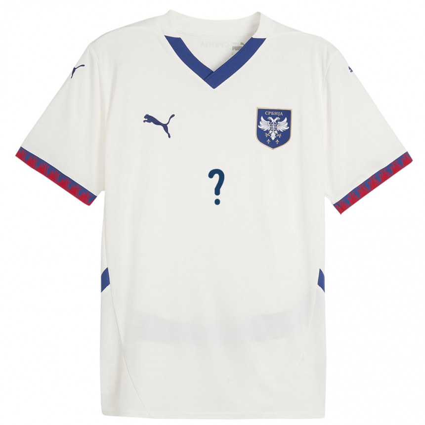 Niño Fútbol Camiseta Serbia Su Nombre #0 Blanco 2ª Equipación 24-26 Perú