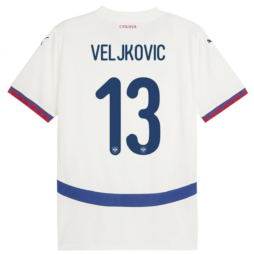 Niño Fútbol Camiseta Serbia Milos Veljkovic #13 Blanco 2ª Equipación 24-26 Perú