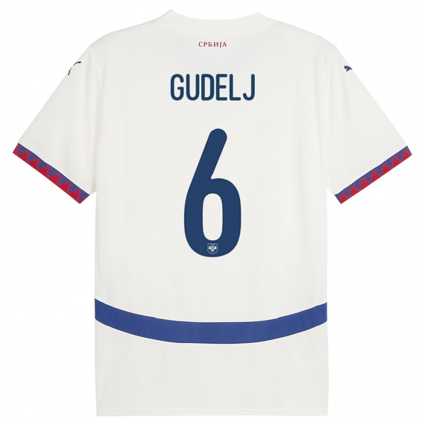 Niño Fútbol Camiseta Serbia Nemanja Gudelj #6 Blanco 2ª Equipación 24-26 Perú