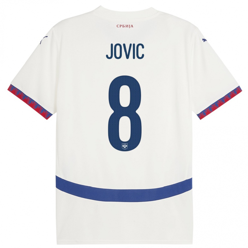 Niño Fútbol Camiseta Serbia Luka Jovic #8 Blanco 2ª Equipación 24-26 Perú