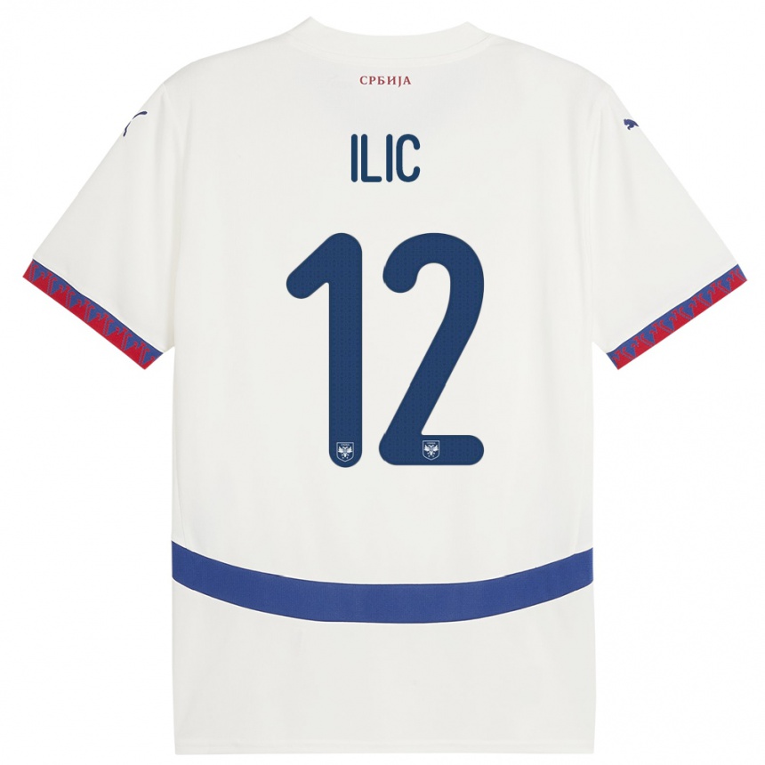 Niño Fútbol Camiseta Serbia Marko Ilic #12 Blanco 2ª Equipación 24-26 Perú