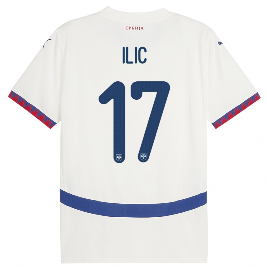 Niño Fútbol Camiseta Serbia Ivan Ilic #17 Blanco 2ª Equipación 24-26 Perú