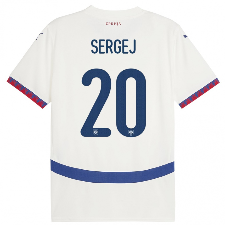 Niño Fútbol Camiseta Serbia Sergej Milinkovic-Savic #20 Blanco 2ª Equipación 24-26 Perú