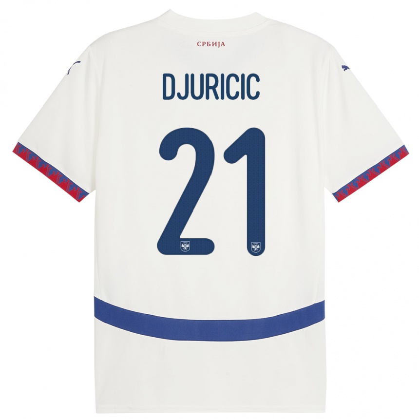 Niño Fútbol Camiseta Serbia Filip Djuricic #21 Blanco 2ª Equipación 24-26 Perú