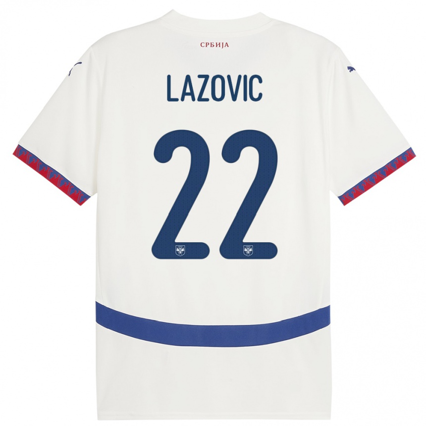 Niño Fútbol Camiseta Serbia Darko Lazovic #22 Blanco 2ª Equipación 24-26 Perú