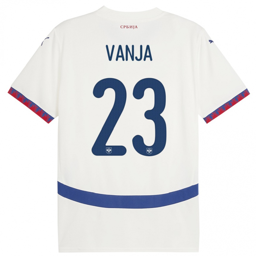 Niño Fútbol Camiseta Serbia Vanja Milinkovic-Savic #23 Blanco 2ª Equipación 24-26 Perú