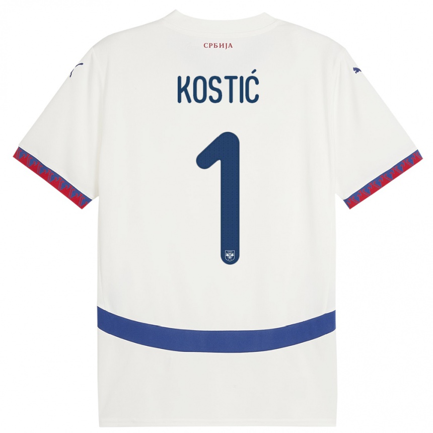 Niño Fútbol Camiseta Serbia Milica Kostic #1 Blanco 2ª Equipación 24-26 Perú