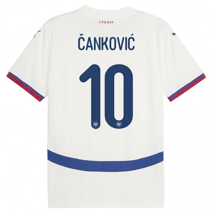 Niño Fútbol Camiseta Serbia Jelena Cankovic #10 Blanco 2ª Equipación 24-26 Perú