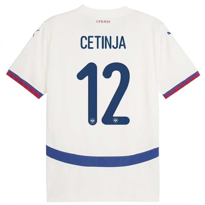 Niño Fútbol Camiseta Serbia Sara Cetinja #12 Blanco 2ª Equipación 24-26 Perú