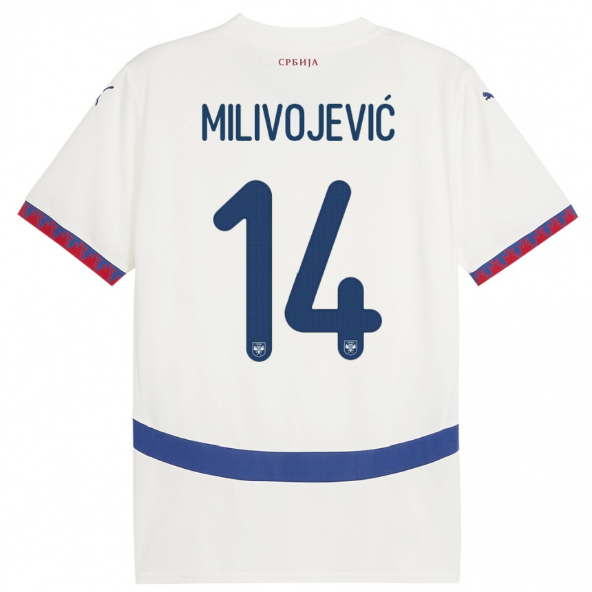 Niño Fútbol Camiseta Serbia Vesna Milivojevic #14 Blanco 2ª Equipación 24-26 Perú