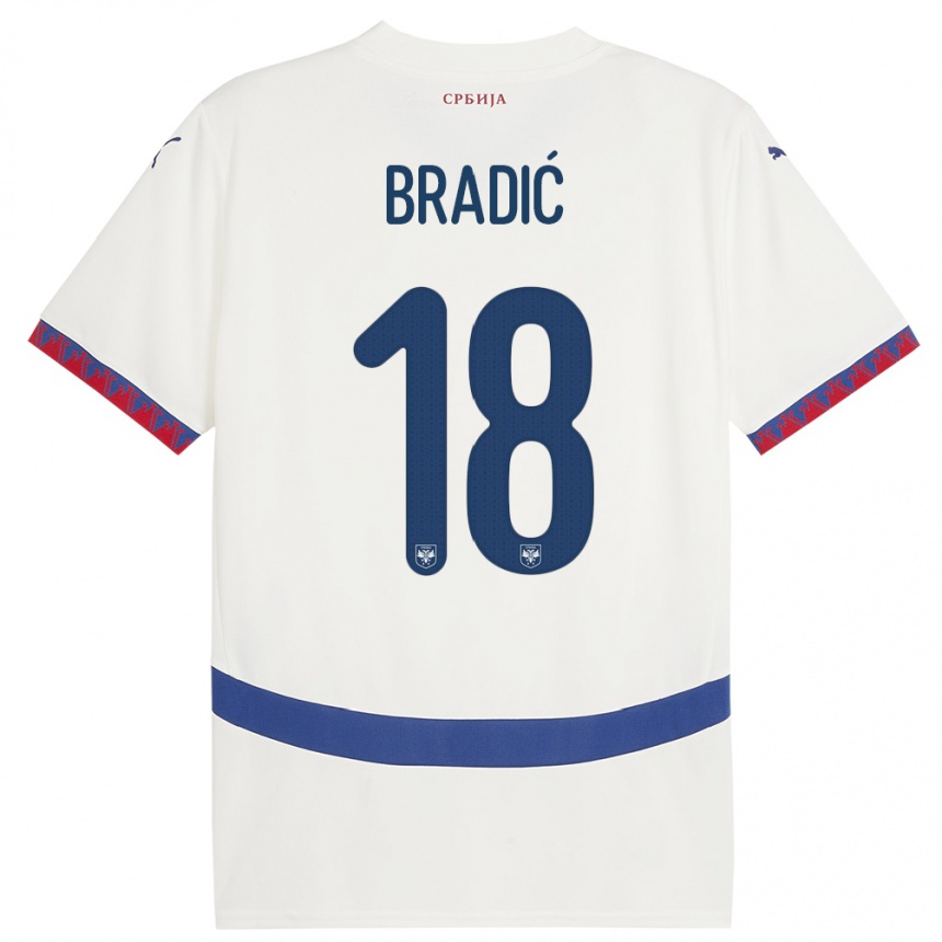 Niño Fútbol Camiseta Serbia Biljana Bradic #18 Blanco 2ª Equipación 24-26 Perú