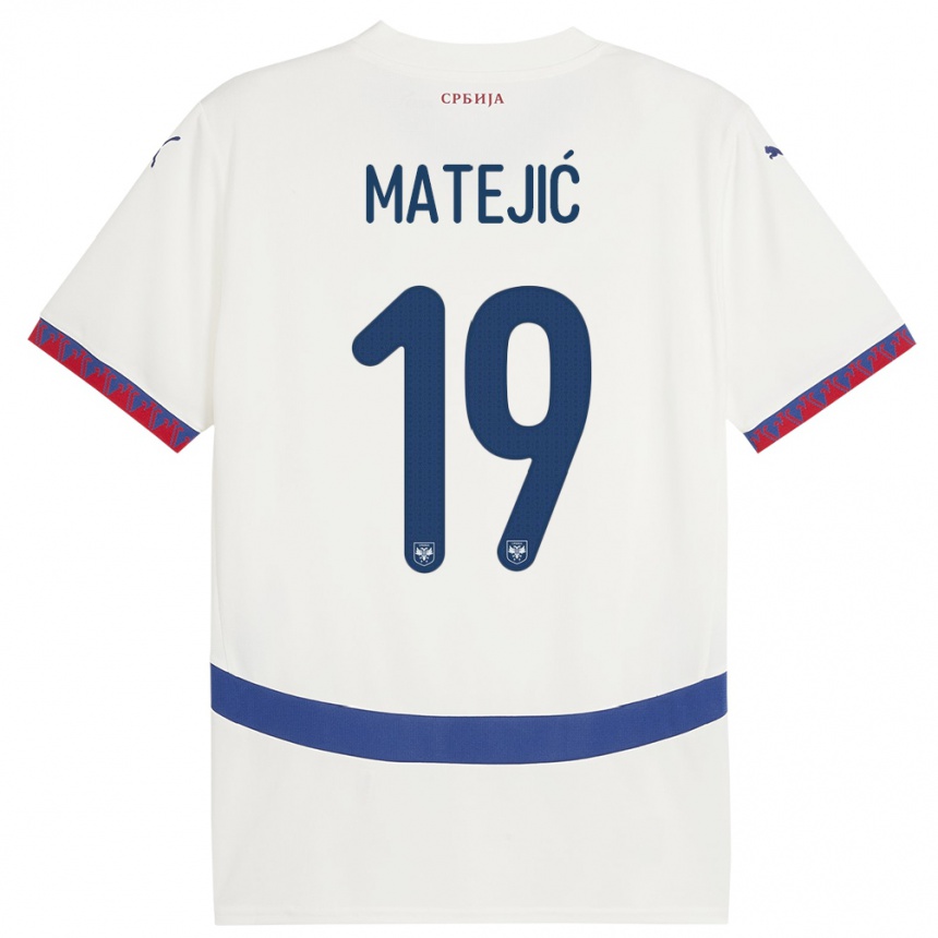 Niño Fútbol Camiseta Serbia Nina Matejic #19 Blanco 2ª Equipación 24-26 Perú