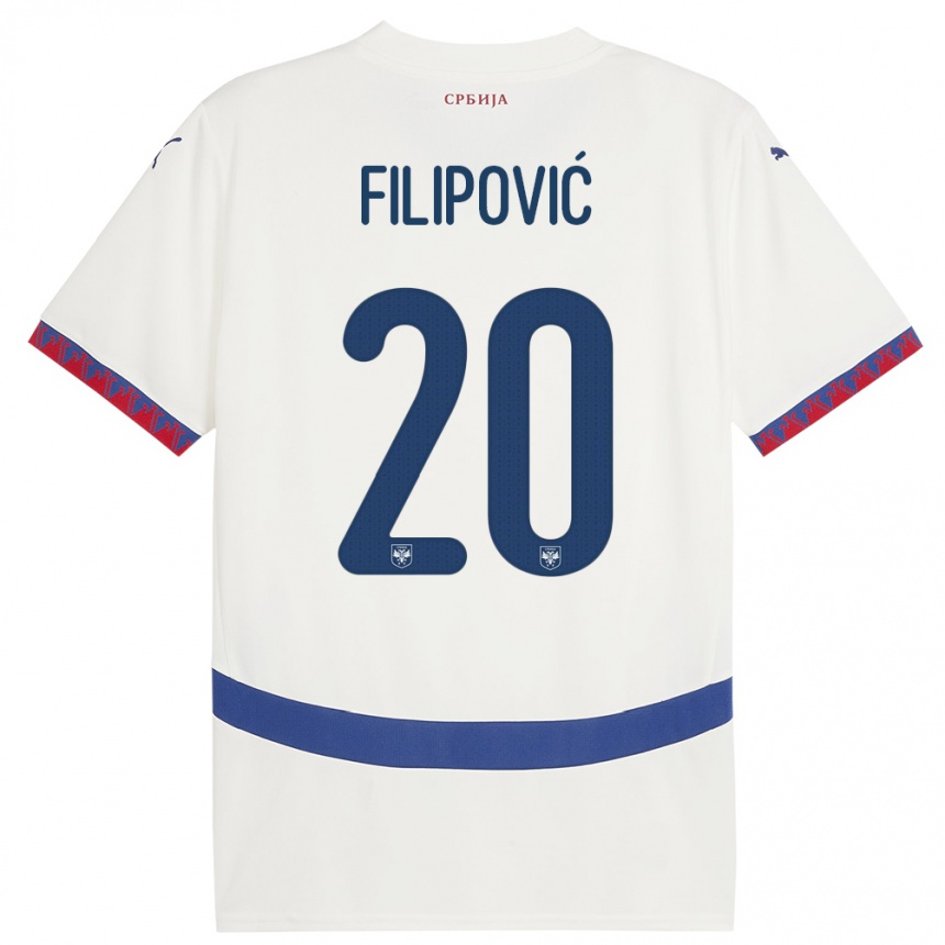 Niño Fútbol Camiseta Serbia Tijana Filipovic #20 Blanco 2ª Equipación 24-26 Perú