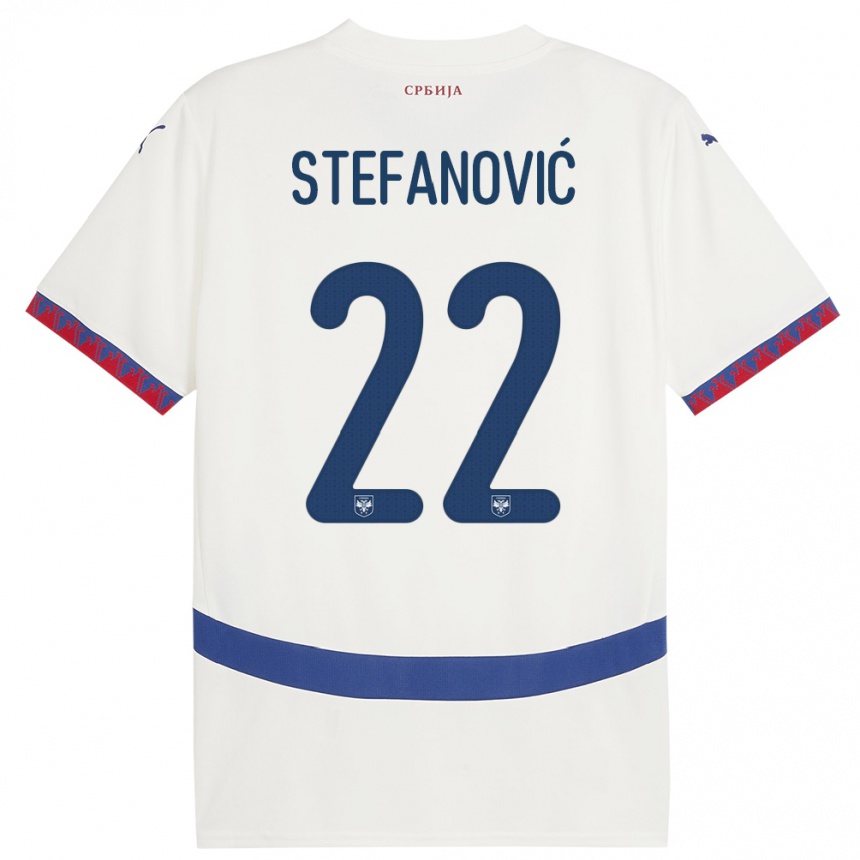 Niño Fútbol Camiseta Serbia Dejana Stefanovic #22 Blanco 2ª Equipación 24-26 Perú