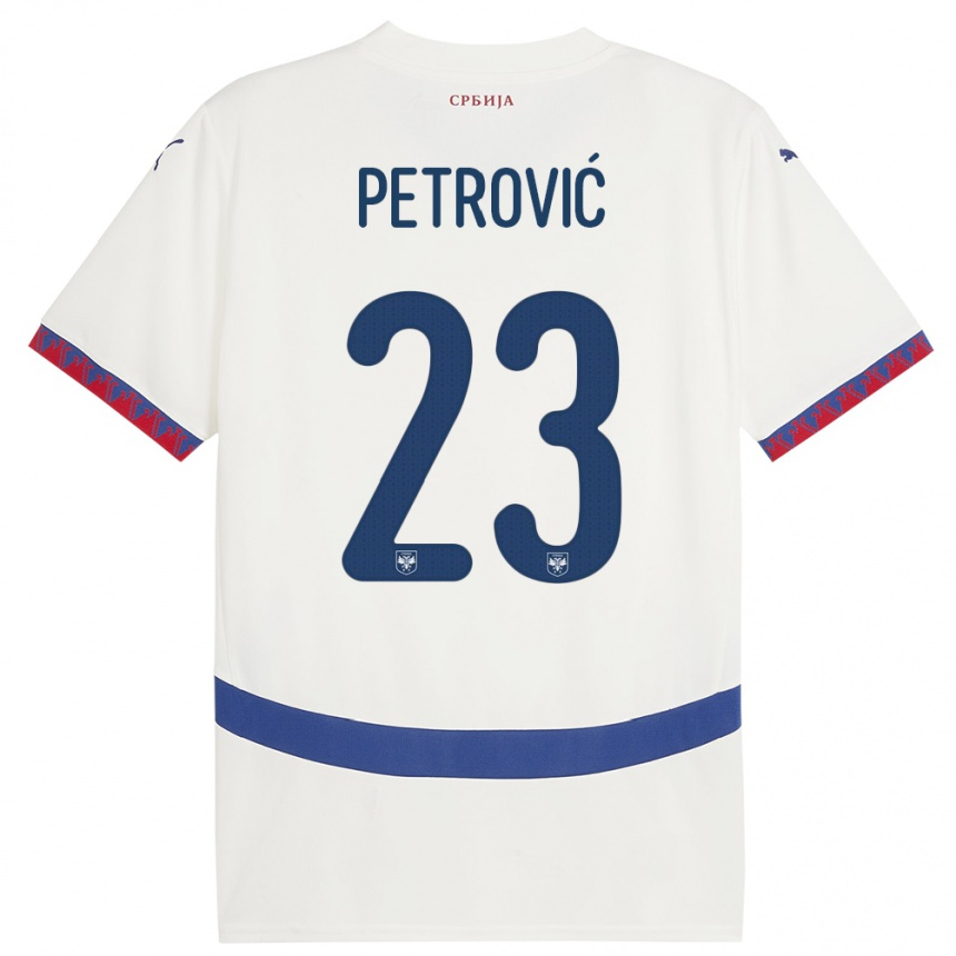 Niño Fútbol Camiseta Serbia Jovana Petrovic #23 Blanco 2ª Equipación 24-26 Perú