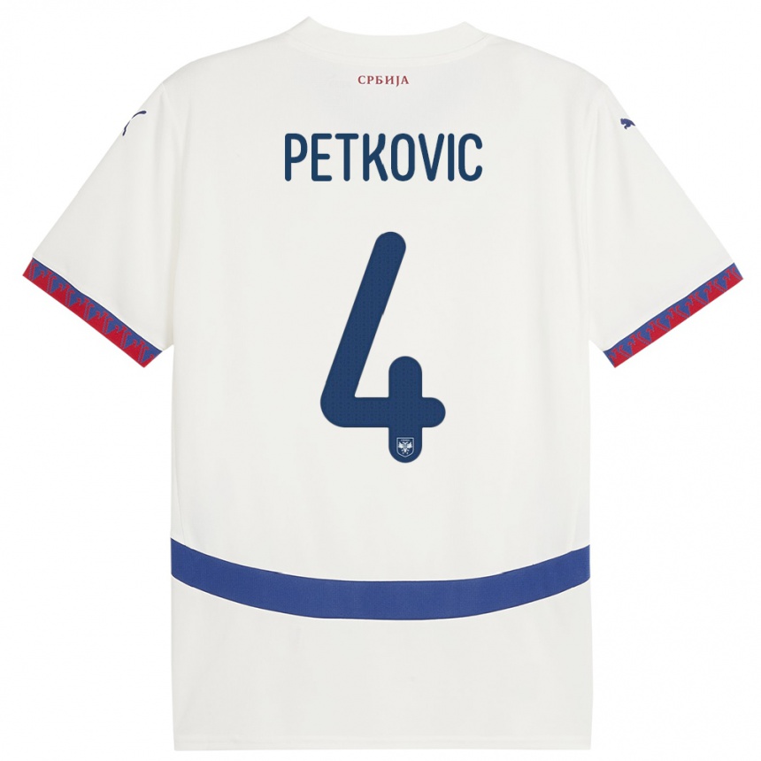 Niño Fútbol Camiseta Serbia Nikola Petkovic #4 Blanco 2ª Equipación 24-26 Perú