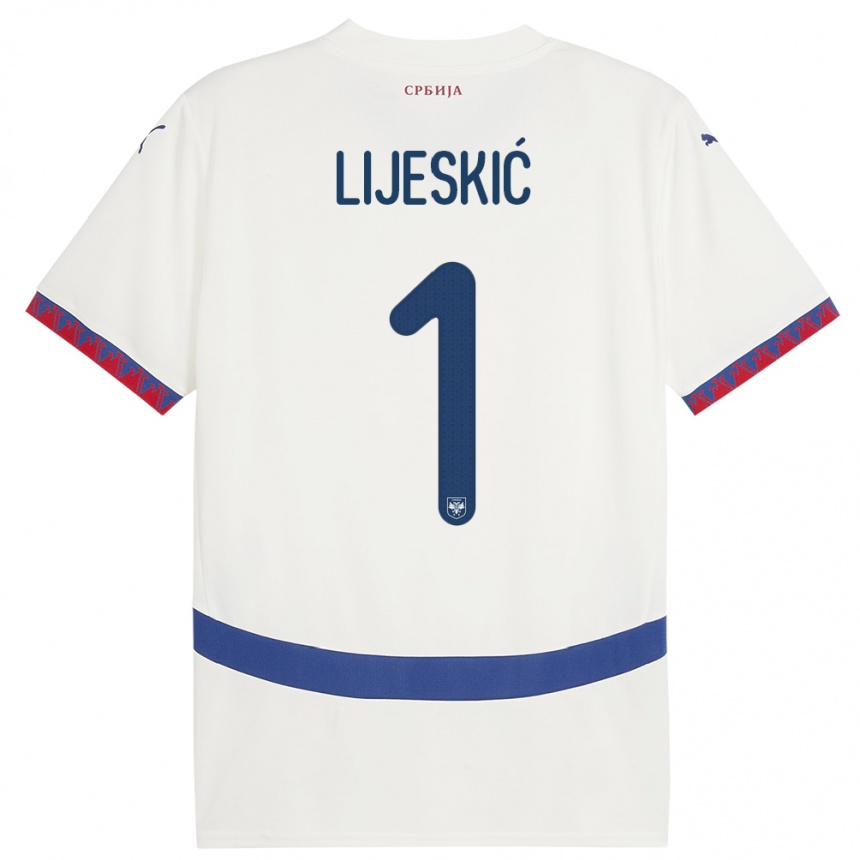 Niño Fútbol Camiseta Serbia Luka Lijeskic #1 Blanco 2ª Equipación 24-26 Perú