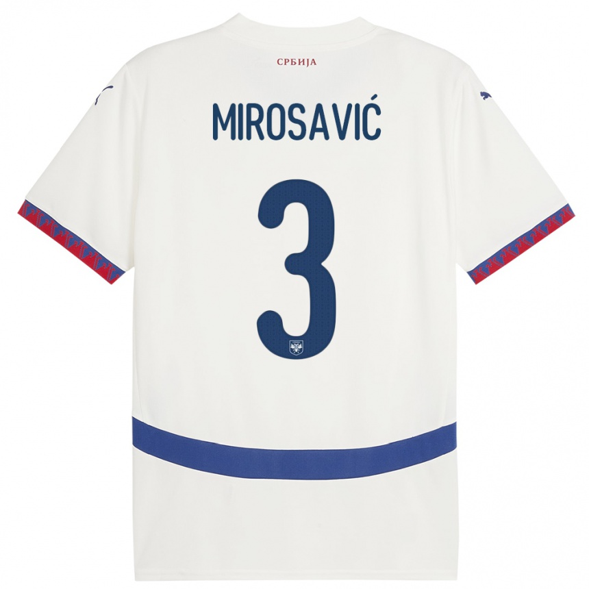 Niño Fútbol Camiseta Serbia Veljko Mirosavic #3 Blanco 2ª Equipación 24-26 Perú