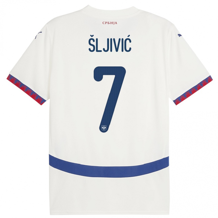 Niño Fútbol Camiseta Serbia Jovan Sljivic #7 Blanco 2ª Equipación 24-26 Perú