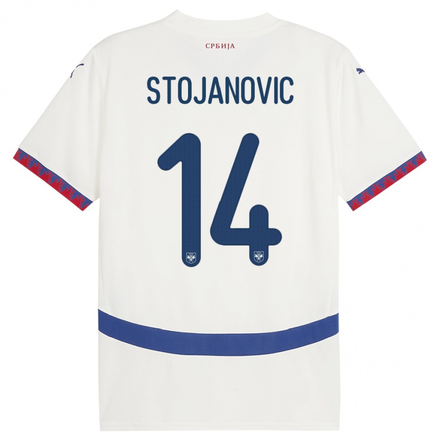 Niño Fútbol Camiseta Serbia Matija Stojanovic #14 Blanco 2ª Equipación 24-26 Perú