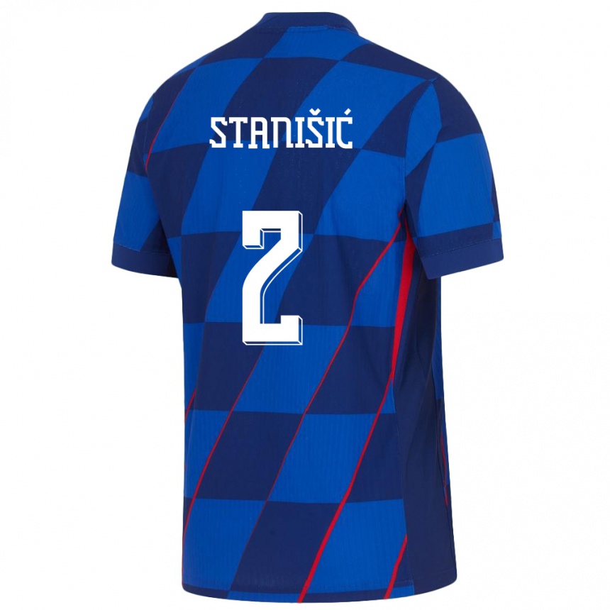 Niño Fútbol Camiseta Croacia Josip Stanisic #2 Azul 2ª Equipación 24-26 Perú