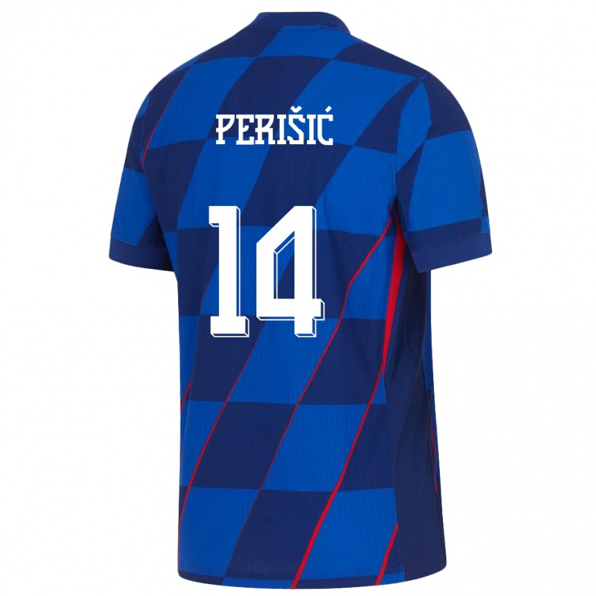 Niño Fútbol Camiseta Croacia Ivan Perisic #14 Azul 2ª Equipación 24-26 Perú